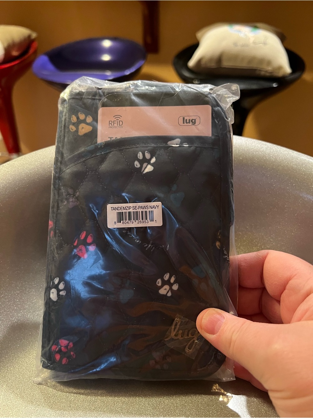 lug Tandem Zip wallet in Paws Navy NWT